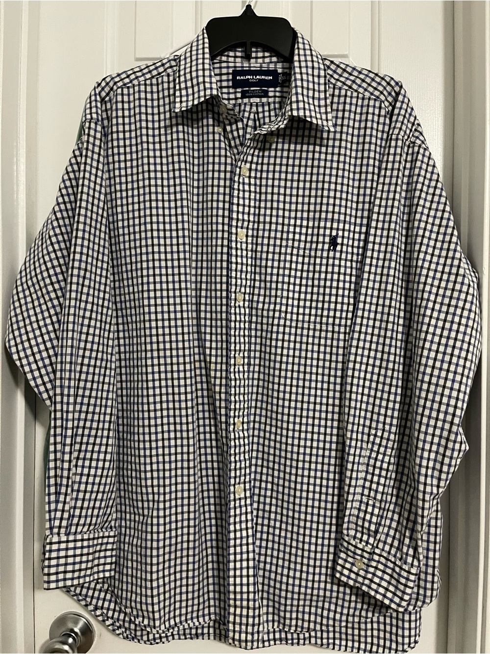 Ralph Lauren Navy, Black & White Check Long-Sleeve Button-Up Shirt